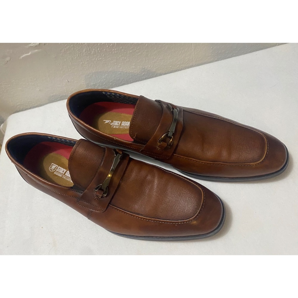 Stacy Adams Mens 10.5M Brown Leather Bit Loafer Dress Shoes‎ Slip On